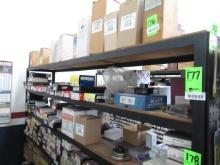 CONTENTS OF SHELF - ASSORTED HARMONIC BALANCERS, PISTON RING SETS, & OIL PUMPS