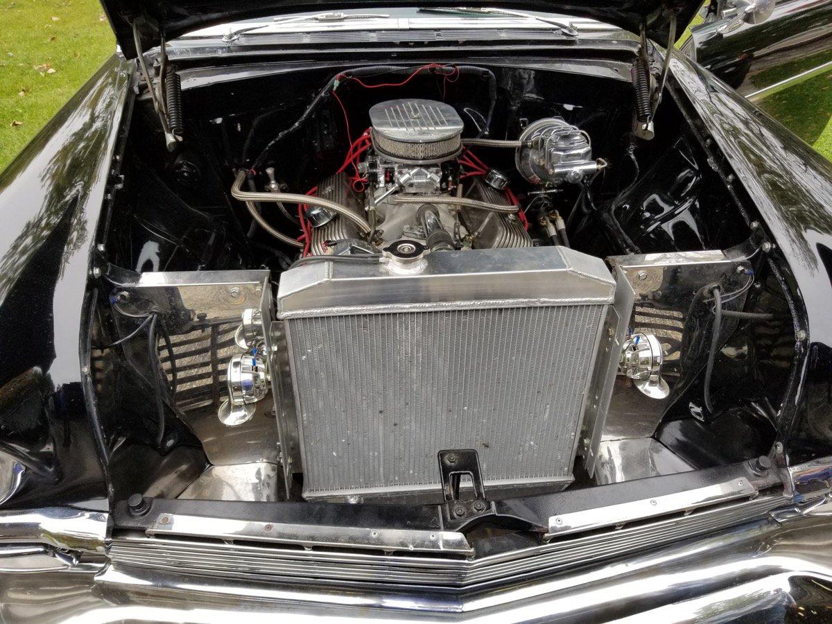 1956 Chevy Bel Air sedan, Nickerson 600hp engine, Chevy 350 turbo transmission, 3-spd auto on floor