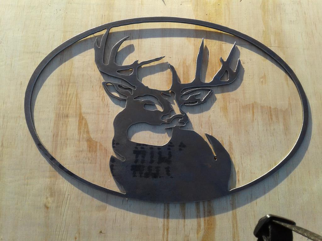 Laying Buck Oval Metal Sign