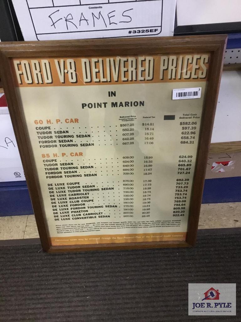 Ford V-8 Delivery Price Advertisement (2'x17.5")