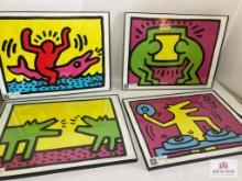 Set of 4 framed Keith Haring 'Pop Shop' prints; Circa 1980's