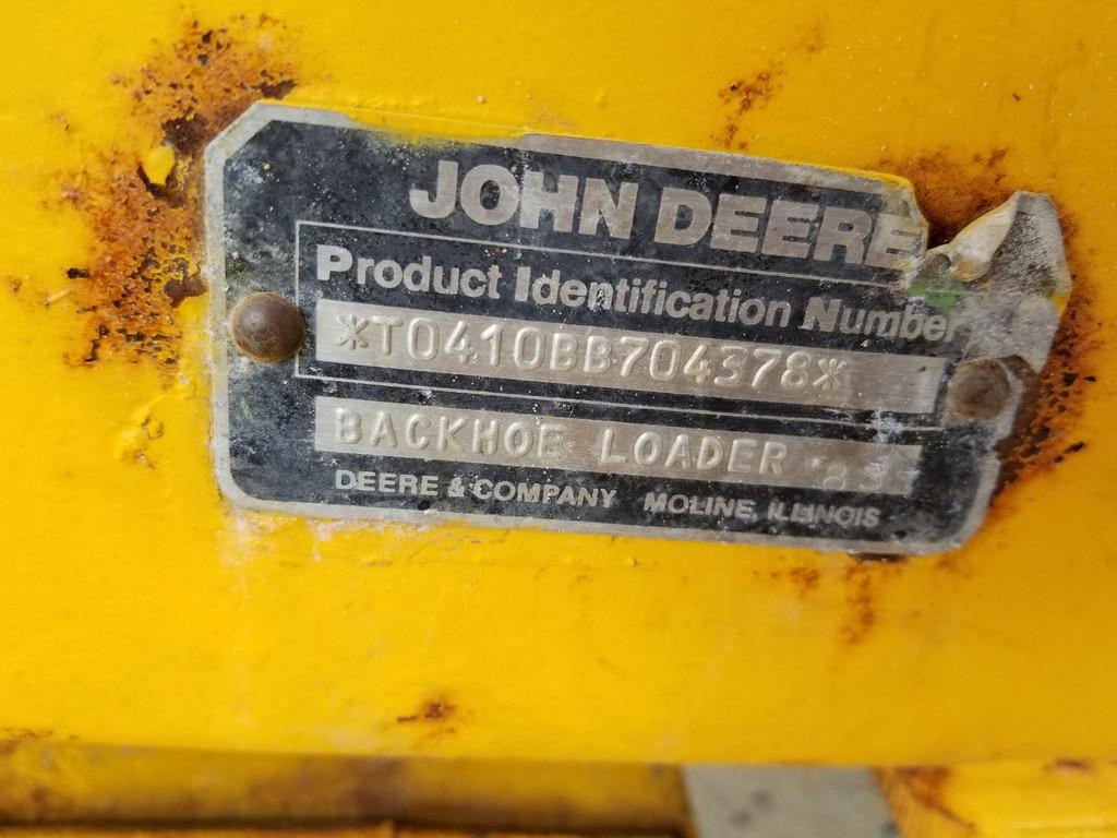 1984 John Deere 410B Tractor Loader Backhoe