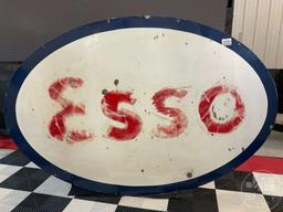 ESSO STATION SIGN, APPEARS TO BE PORCELAIN, DOUBLE SIDED, 7”......