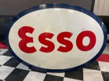 ESSO STATION SIGN, APPEARS TO BE PORCELAIN, DOUBLE SIDED, 7”......