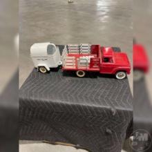 STRUCTO FARM TOY TRUCK WITH STRUCTO FARM TRAILER AND UTILITY
