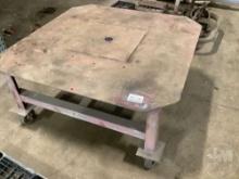 STEEL TABLE 4X4 WIDE 2 FT TALL ON WHEELS