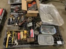 PALLET OF, HAND TOOLS, VICE, THERMAL MASK, MACK TRUCK MOLDING,