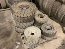 PALLET OF FORK LIFT NON MARKING RIMS AND TIRES