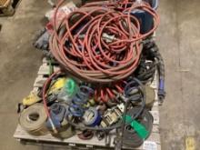 A PALLET OF, GLAD HAND AIR HOSES, BUNGEE CORDS, HOLD