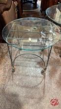 Cast Iron Glass Top Coffee Table L-24" H-19"