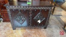 NEW Indonesia Hand Carved Mahogany 2-Door Cabinet
