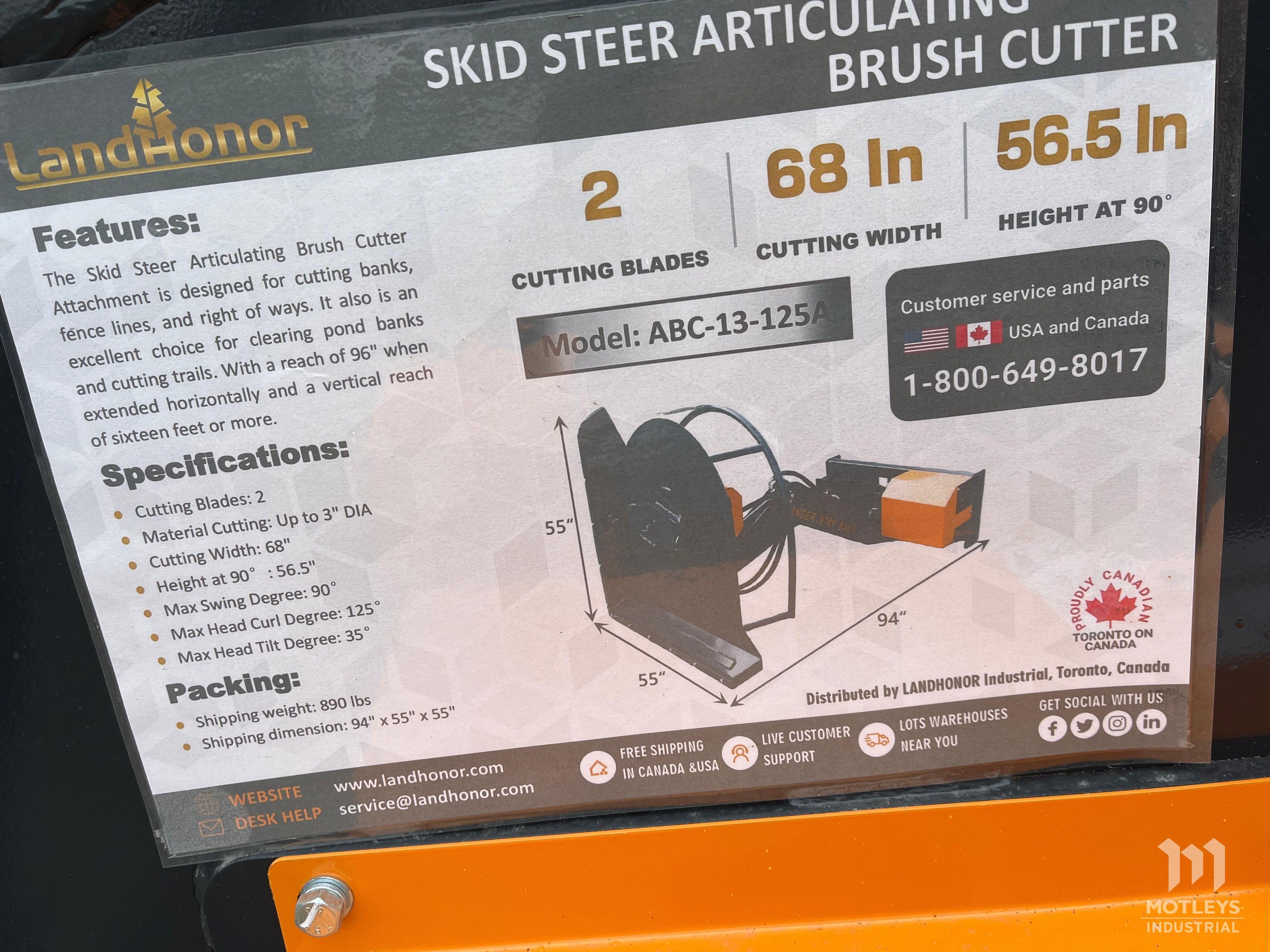 2023 LandHonor ABC-13-125A Skid Steer Articulating Brush Cutter