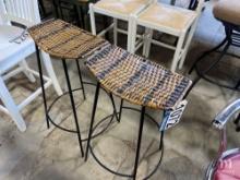 (2) Wicker and Metal Stools