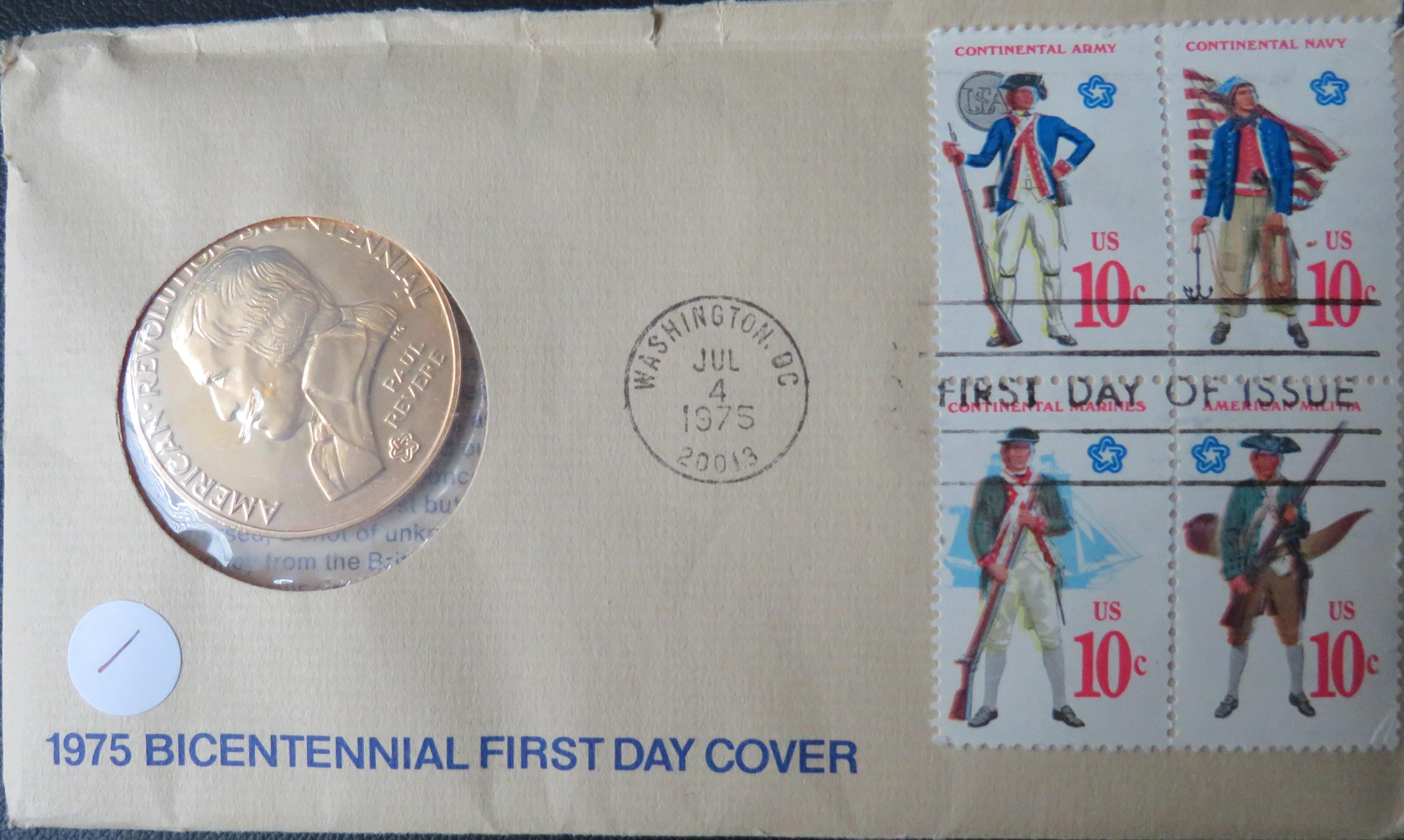 1975 Bicentennial First Day Cover, Paul Revere