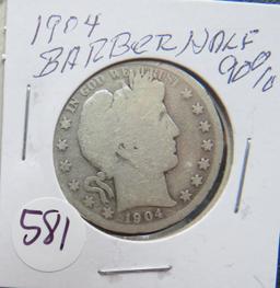 1904-Silver Barber Half Dollar