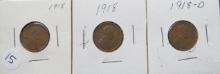 (2) 1918, 1918-D Lincoln Head Pennies