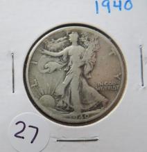 1940- Walking Liberty Silver Half Dollar