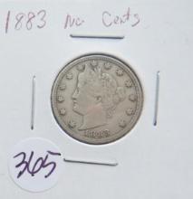 1883- No Cents 'V' Nickel