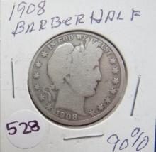 1908- Barber Half Dollar