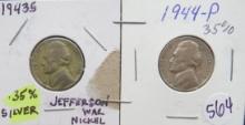 1943-S & 1944-P Jefferson War Nickels