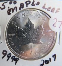 2017- $5 Dollar Maple Leave