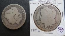 1885 & 1887-O Silver Morgan Dollar