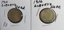 1911 & 1910 Liberty Head Nickel