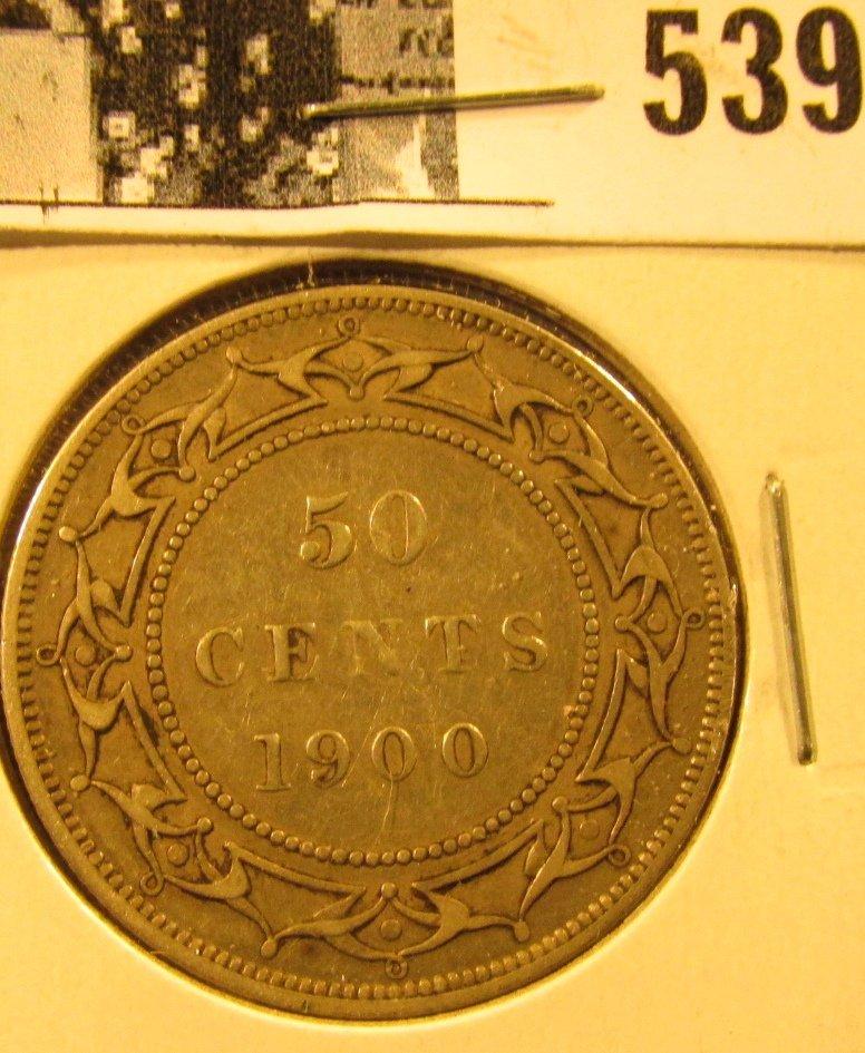 1900 Newfoundland Silver Half Dollar, VF.