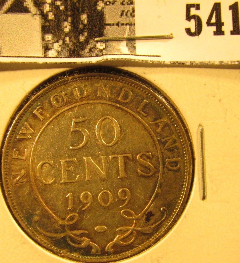 1909 Newfoundland Silver Half Dollar, EF.