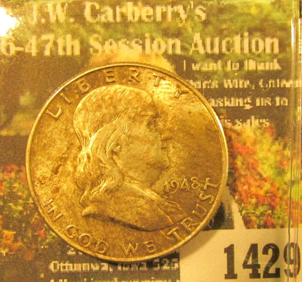 1429 . 1948 D Franklin Half Dollar, Uncirculated. Full original to