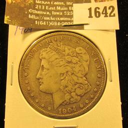 1642 . 1904 P U.S. Silver Morgan Dollar.