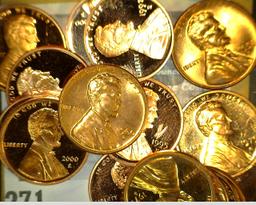 (20) Proof Lincoln Cents; 1960D & 68D BU Lincoln Cents.