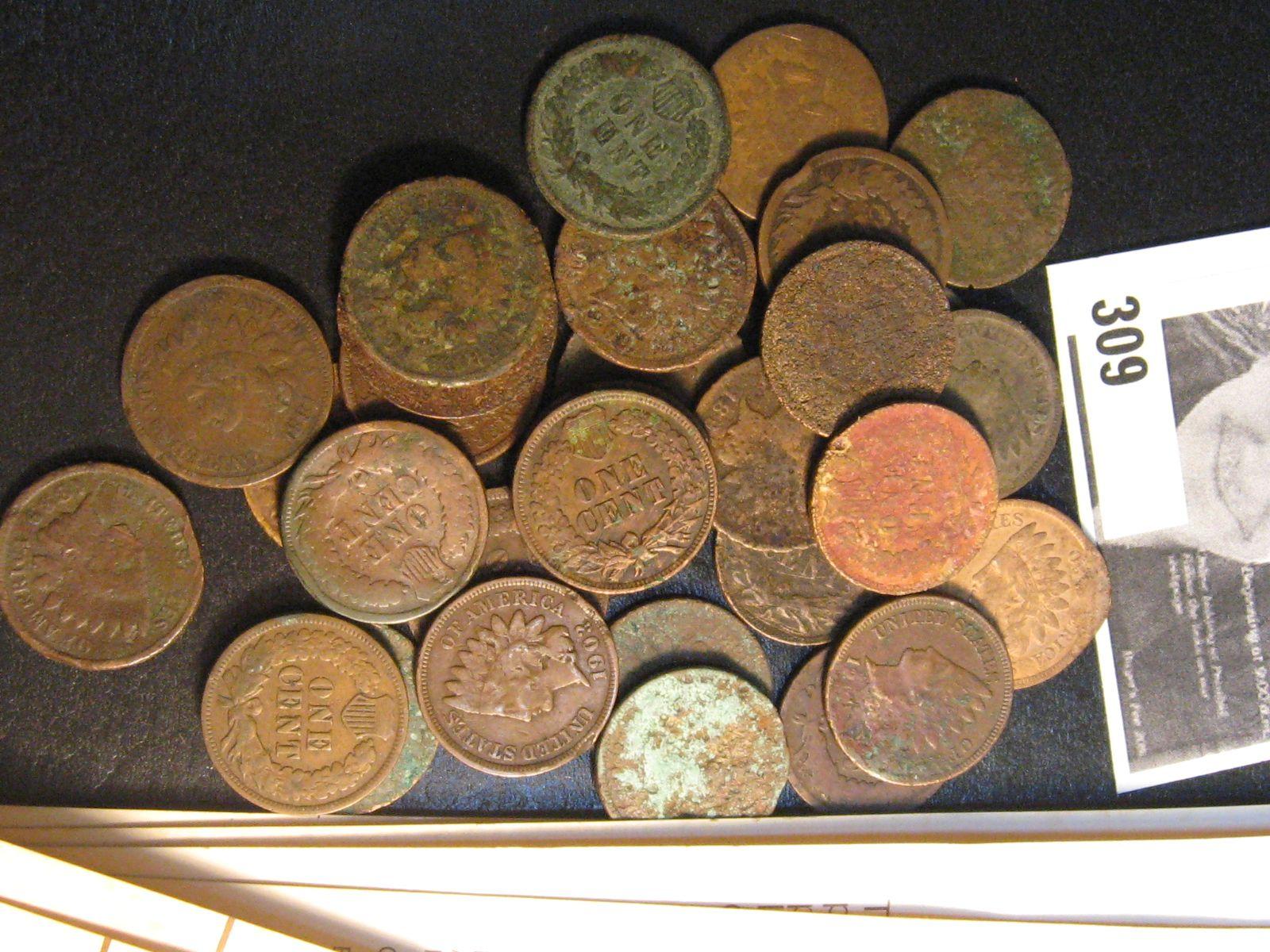 (11) Lincoln Kennedy Pennies & (30) Cull and Low Grade Indian Head Cents.