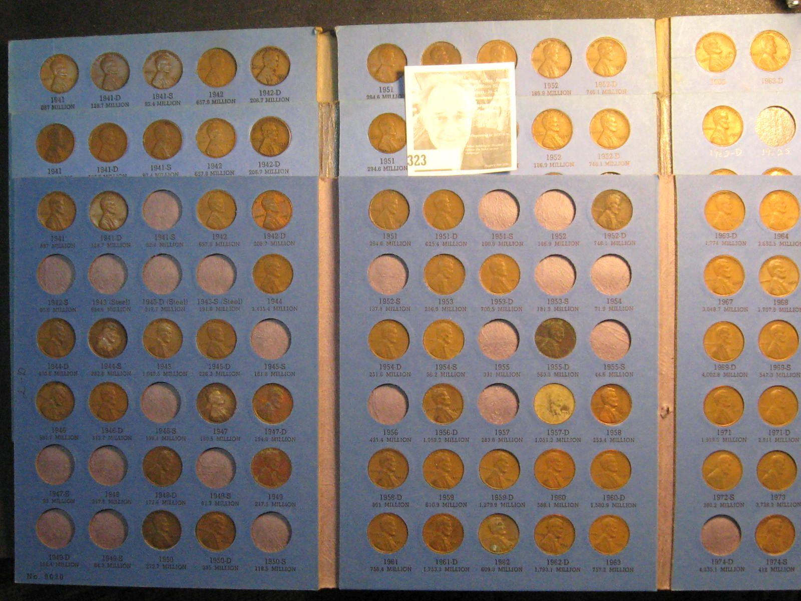 (5) Partial Lincoln Cent Sets Starting 1941(323) Lincoln Cents & (1) Indian Head Cents.