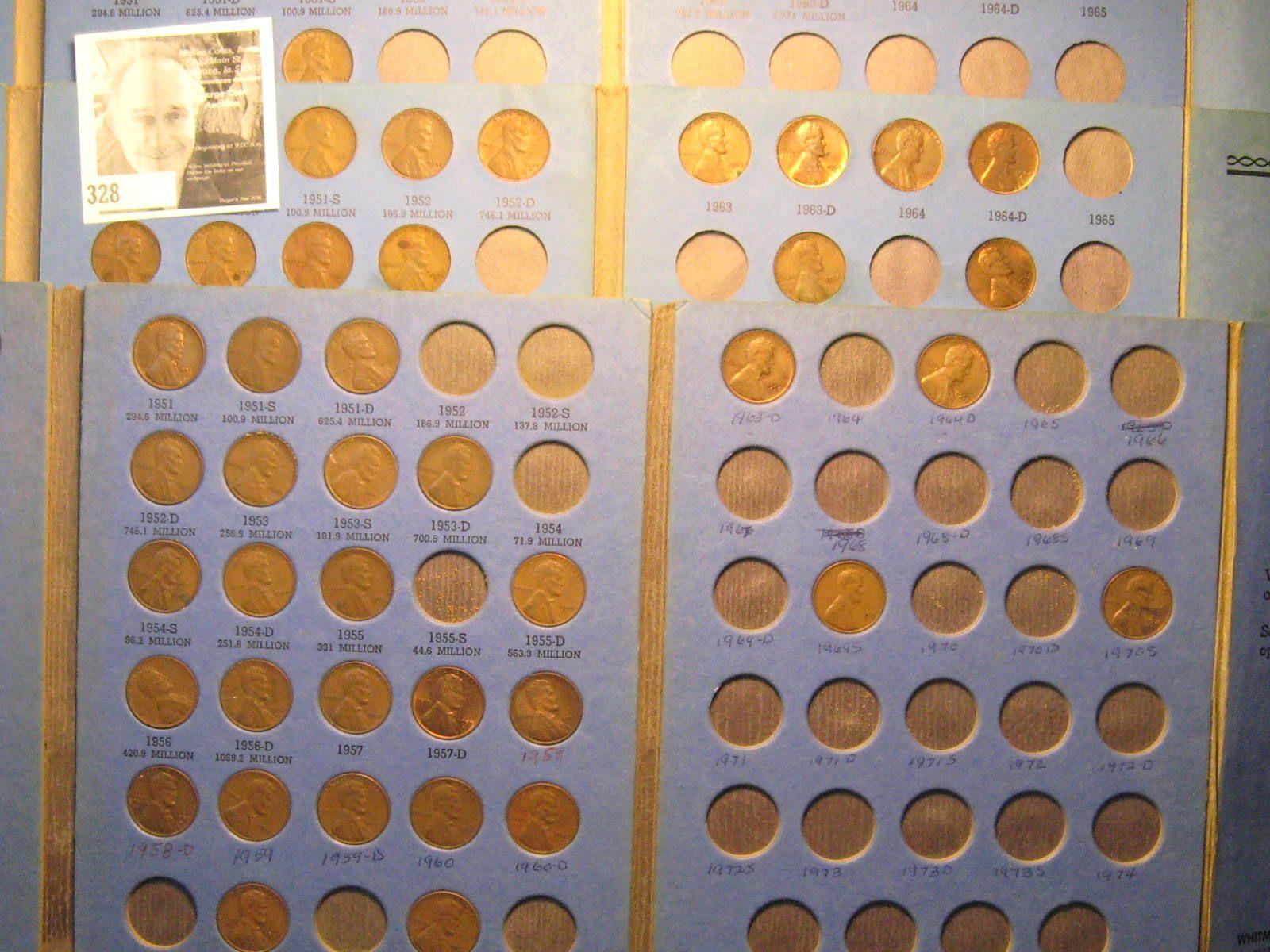 (5) Partial Sets Lincoln Cents Starting in 1941(265) Coins in Whitman Coin Folders.