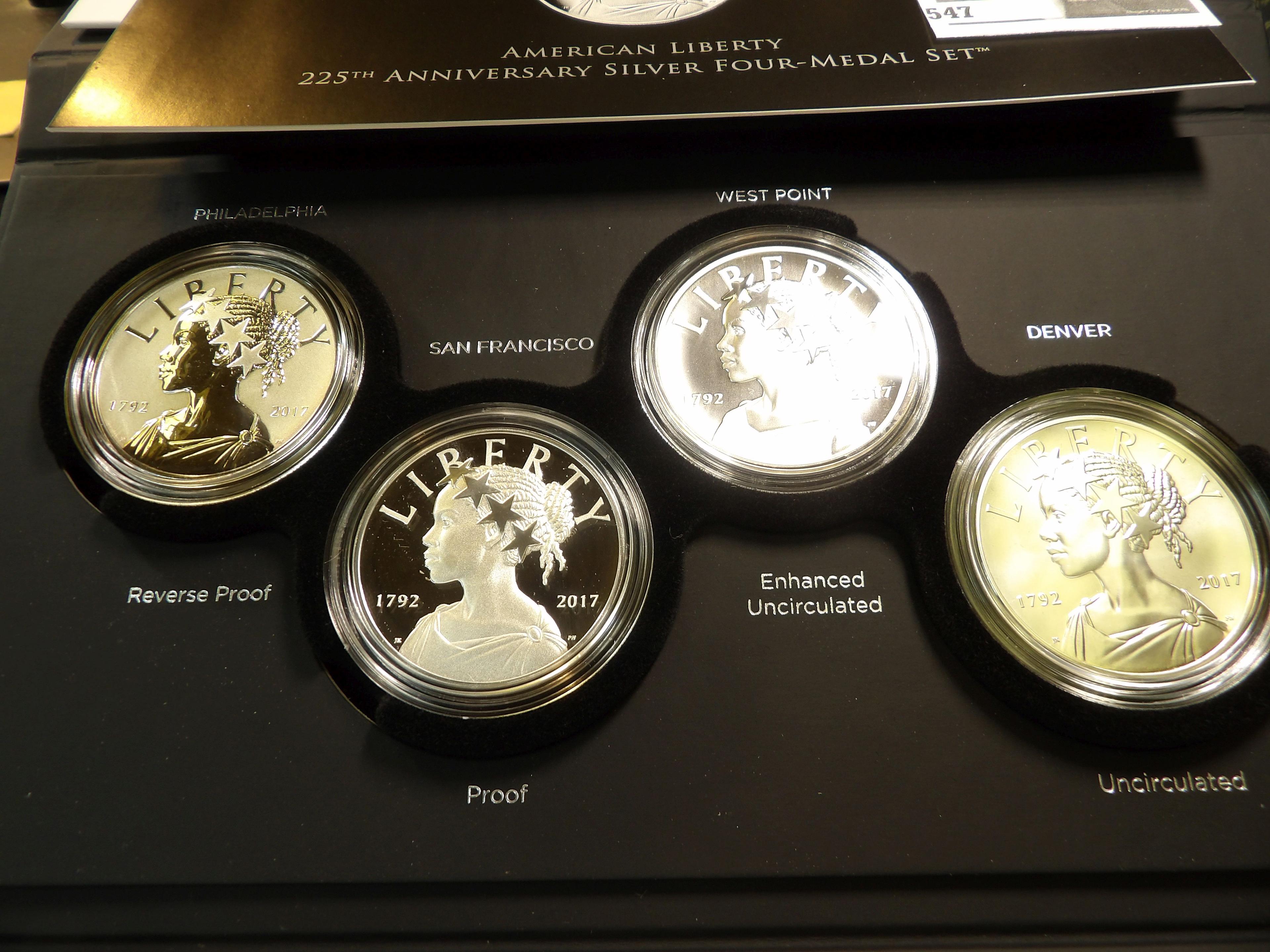 225th Anniversary U.S. Mint Silver Four-Medal Set in original box of issue with C.O.A. Philadelphia