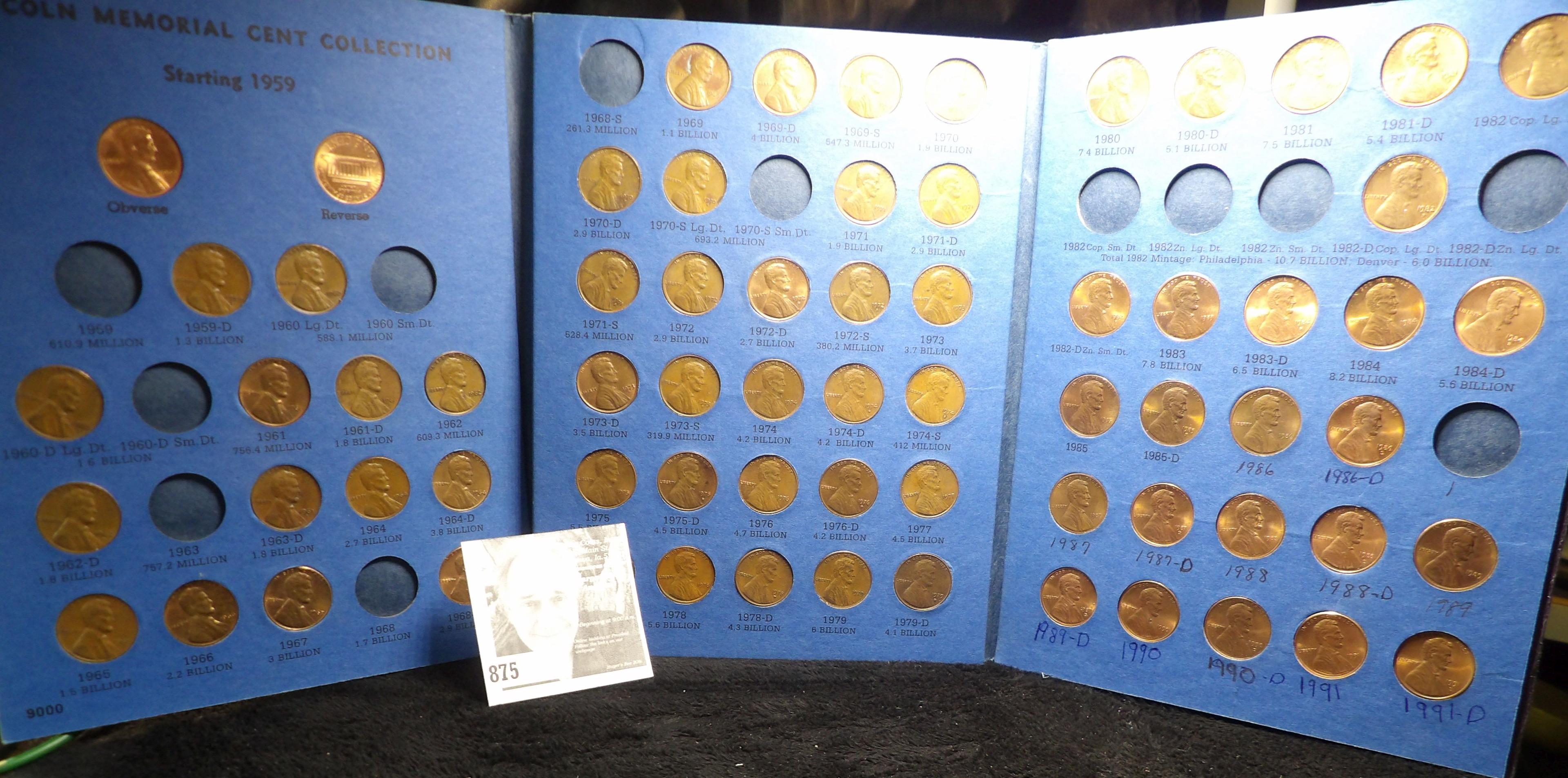 1959-1991 Partial Set of Lincoln Cents in a blue Whitman folder. Some high grades.