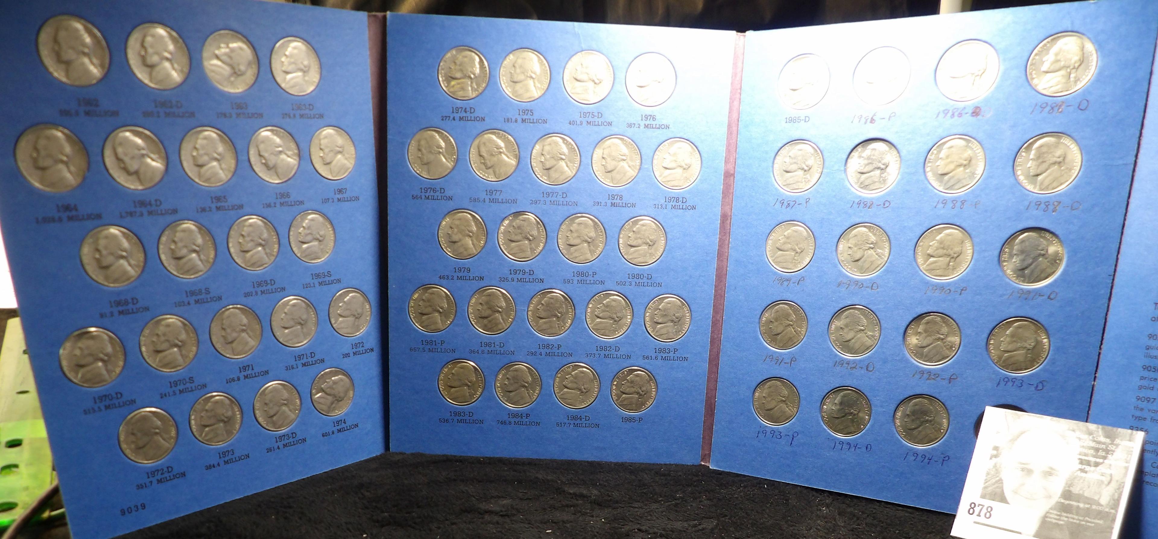 1962-1994 Complete Set of Jefferson Nickels in a blue Whitman folder.