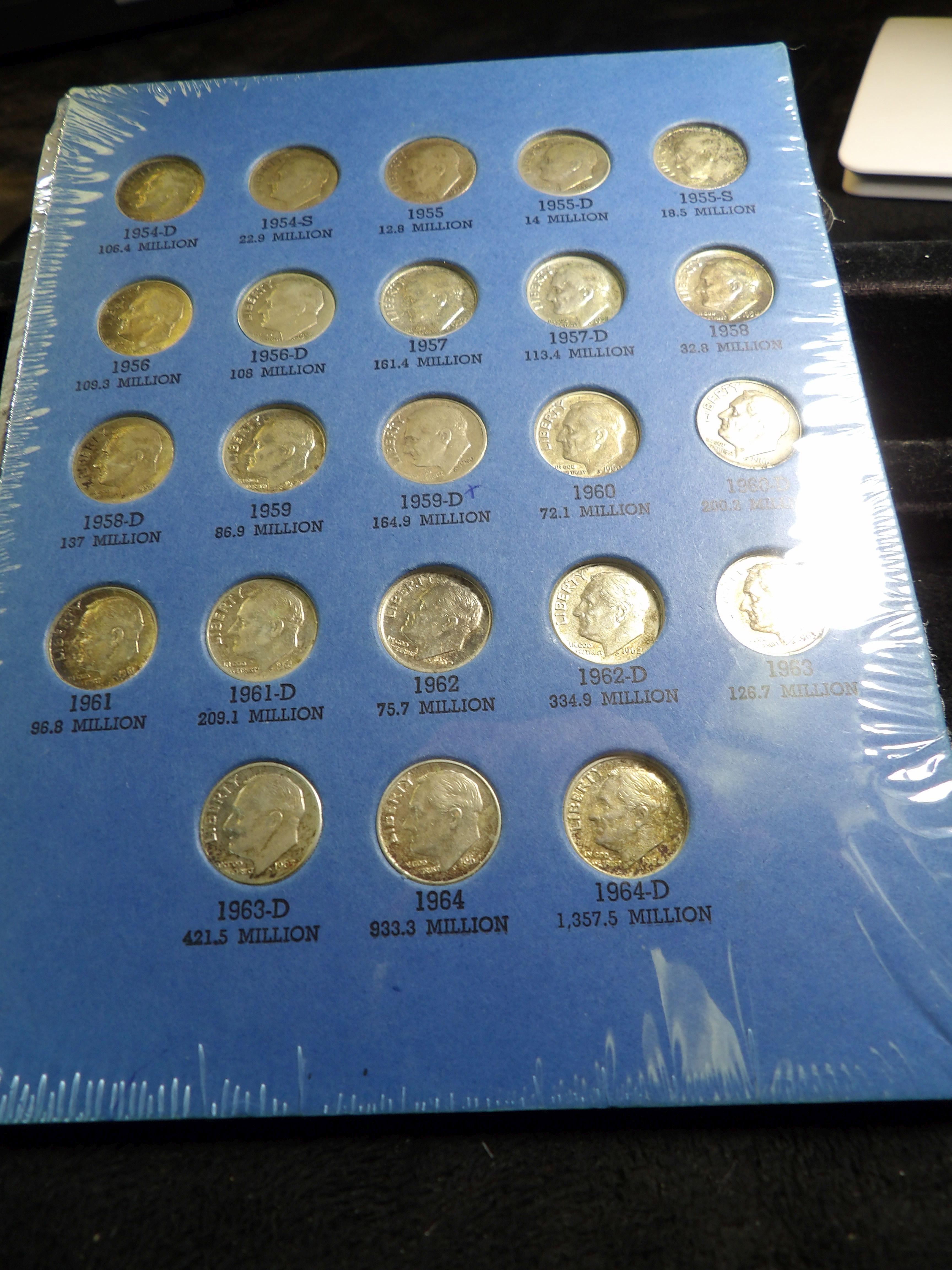 1946-1978 D Complete Set of Roosevelt Dimes including 48 Silver Coins in a blue Whitman folder.
