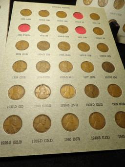 1919-1960 Partial Set of Lincoln Cents in a group of four separated Coin Boards. Includes such rarit