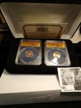 Two-piece Cased Set of 2009 P & D slabbed ANACS MS67 RD Lincoln Capitol Reverse First Day of Issue L