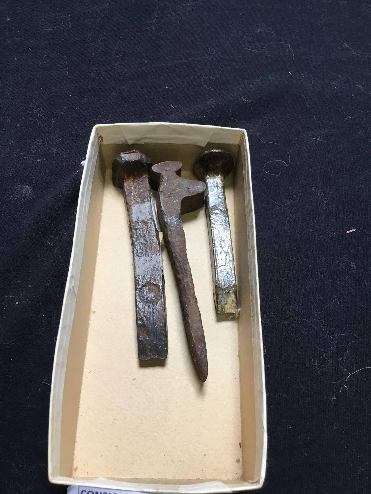 3pc. 1800s hand made railroad spikes