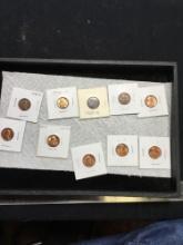 Group of Ten uncirculated wheat Lincoln pennies 19 40-50s