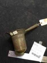 antique 1850 Brass and tin strainer with hand punch holes
