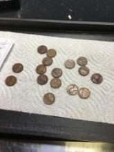 Group of 16 Lincoln wheat pennies 1930s