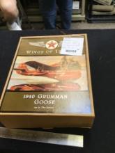 texaco diecast, metal airplane bank in box 1940 goose