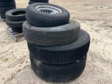 STACK OF ASSORTED SIZE TIRES, SOME RIMS