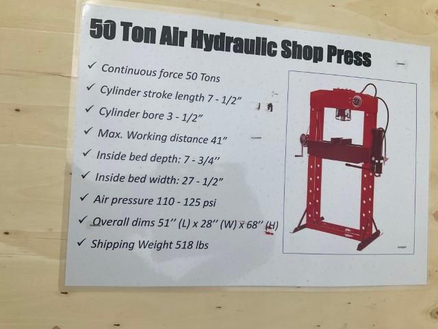New 50 Ton Air Hydraulic Shop Press