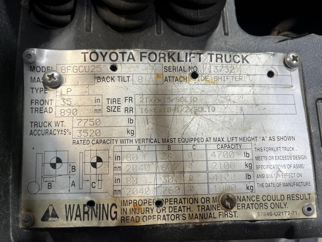 2007 Toyota 8FGCU25 Forklift