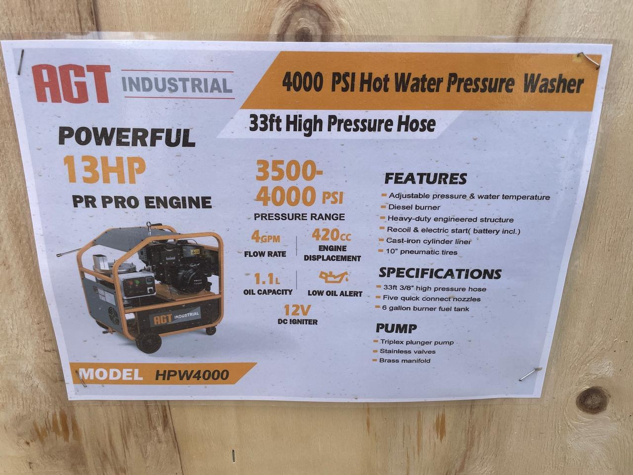 AGROTK HPW4000 Hot Water Pressure Washer